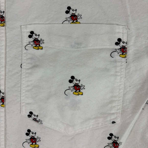 Disney Mickey Mouse White Button-Down Shirt Size L One Pocket - Picture 5 of 15